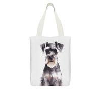 VstaDank Well Behaved Schnauzer Canvas Tote Bag Reusable Grocery Shopping Bag Large Capacity Handbag for Women Canvas Handbags with Small Pockets for Work Travel Promotion Gift