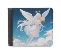 VstaDank White Haired Angel PU Leather Wallet Credit Card Holder Extra Capacity Bifold Wallets for Men Women Fashion Wallet