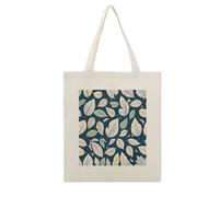 VstaDank White Leaf Pattern Canvas Tote Bag with Handles Extremely Sturdy Reusable Shopping Bag Lightweight Foldable Cotton Cloth Grocery Bags Magic Aesthetic Tote Bag for Women Travel