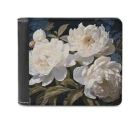 VstaDank White Peony Wallet PU Leather Wallet Credit Card Holder Extra Capacity Bifold Wallets for Men Women Fashion Wallets