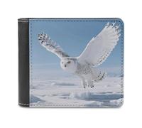VstaDank White Snowy Owl PU Leather Wallet Credit Card Holder Extra Capacity Bifold Wallets for Men Women Fashion Wallet