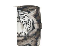 VstaDank White Tiger Head Pattern Wallet for Women Men Large Capacity Credit Card Holder,Multiple Card Slots Cute Clutch Wallet with Zip Slim PU Leather Long Wallets Bifold Travel Wallets