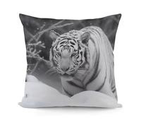 VstaDank White Tiger in The Snow Pillow Covers Soft Plush Decorative Square Pillow Cover Modern Breathable Pillowcases Pillowcase with Invisible Zipper 18x18 Inches for Sofa Living Room
