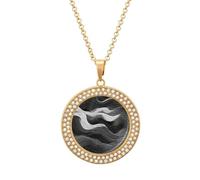 VstaDank White Wave Pattern Pendant Necklace Cute Delicate Disc Necklcace Alloy Choker Pendant Gifts for Women Fashion Crystal Diamond Jewelry for Party Date Christmas Anniversary, One size, Metal