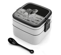 VstaDank Wild Animal Lion Bento Box with Compartments Portable Lunch Containers with Spoon Leak Proof Bento Lunch Box Snap-On Design Double-Layer Insulated Lunch Boxes for Work Camping
