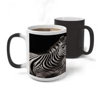 VstaDank Wild Animals Zebra Color Changing Coffee Mugs Magic Heat Changing Coffee Mug Large Ceramic Tea Cup Tazas Magicas Para Sublimacion Personalized Magical Tea Cups 11 Oz