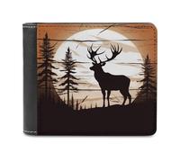 VstaDank Wild Elk Silhouette Wallet PU Leather Wallet Credit Card Holder Extra Capacity Bifold Wallets for Men Women Fashion Wallets