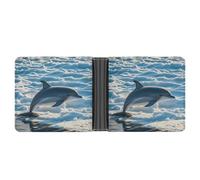 VstaDank Winter The Dolphin Bifold Wallet for Women Men Slim Soft PU Leather Wallet Slim Minimalist Front Pocket Credit Card Holder