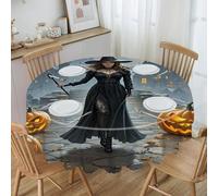 VstaDank Witches Round Tablecloth 60 Inch Easy to Clean Circle Table Cover Thick Decorative Round Polyester Table Cloth for Dining Kitchen Party Farmhouse Outdoor