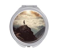 VstaDank Woman on A Top Mountain Compact Mirror for Purses Round Fashion Travel Makeup Mirror 2X /1x Magnifying Double Sides Mini Mirrors Portable Pocket Mirrors for Handbag Purse Women Gift