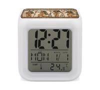 VstaDank Women in Ancient Egypt Alarm Clock 7 Color Changing LED Wake-Up Clocks Printed Home Decoration Multi-Color Night Light Digital Alarm Clock with Temperature Display for Home Office
