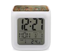 VstaDank Women in Ancient Egypt Alarm Clock 7 Color Changing LED Wake-Up Clocks Printed Home Decoration Multi-Color Night Light Digital Alarm Clock with Temperature Display for Home Office