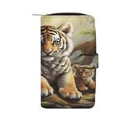 VstaDank Women PU Leather Bifold Jungle Tigers Cub Wallets Large Capacity Card Holder Ladies Phone Clutch Travel Purse