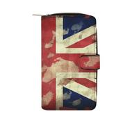 VstaDank Women PU Leather Bifold Vintage Union Jack British Flag Wallets Large Capacity Card Holder Ladies Phone Clutch Travel Purse