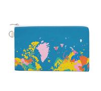 VstaDank World Map Coin Purse Fashion Mini Change Wallet With Zipper Cute Canvas Coin Bag Small Makeup Bag Portable Change Pouch Change Holder Coin Pouch Change Bags
