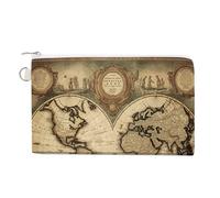 VstaDank World Map Coin Purse Fashion Mini Change Wallet With Zipper Cute Canvas Coin Bag Small Makeup Bag Portable Change Pouch Change Holder Coin Pouch Change Bags