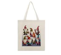 VstaDank Xmas Funny Gnomes Canvas Tote Bag with Handles Extremely Sturdy Reusable Shopping Bag Lightweight Foldable Cotton Cloth Grocery Bags Magic Aesthetic Tote Bag for Women Travel