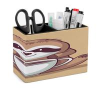 VstaDank Yoga Sloth Coffee Pencil Holder for Desk(Double Slots) Fashion Leather Pencil Cup Simple Rectangular Shape Pen Holder Multi-Functional Pen Cup for Home Office Supplies Storage