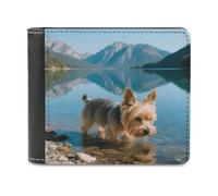 VstaDank Yorkshire Terrier by Lake Leather Wallet Slim Bifold Wallet Credit Card Holder Fashion Billfold Purse Adult Front Pocket Wallets