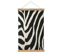 VstaDank Zebra Animal Hanging Poster with Wooden Frame Modern Linen Hanging Painting Retro Style Wall Decor Art Painting for Living Room,Bedroom Decor Poster Frame 20.4x13.1inch
