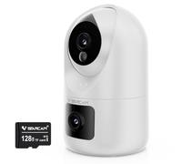 VSTARCAM 2K Dual Lens Indoor Security Camera, No Monthly Fees, Rechargeable Battery WiFi Camera with 360° PTZ AI Tracking, 2.4/5GHz Dual Band, Night Vision, 2-Way Talk, Local SD Storage, Motion Alerts