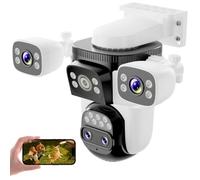 VSTARCAM 4-Lens Security Cameras Wireless Outdoor, 4-in-1 Multi-View 2K 360° PTZ Plug-in WiFi Camera, 10X Hybrid Zoom, AI Motion Tracking, Color Night Vision, IP66, 128GB Card Included