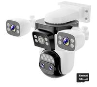 VSTARCAM 4-Lens Security Cameras Wireless Outdoor, 4-in-1 Multi-View 2K 360° PTZ Plug-in WiFi Camera, 10X Hybrid Zoom, AI Motion Tracking, Color Night Vision, IP66, 64GB Card Included
