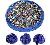 VStoy Play & Storage mat - Quickly swoops into a shoulder bag - Ideal for Lego, Duplo & other children's toys for faster cleanup! Atlantic Blue (Large- 150CM) (Pink) (Blue)