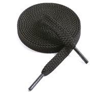 VSUDO 180 cm Double Layer Flat Black Shoe Laces for Trainers, 9mm Wide Shoelaces for Trainers, Sneakers Laces for Women or Men (1 Pair-Black-180cm)