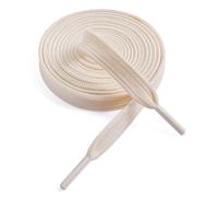 VSUDO 35 Inches Beige Fine Weave Flat Shoe Lace for Sneaker, 5/16” Width Flat Sneaker Shoestring, Flat Sneaker Shoelace, Flat Shoe String for Running Athletic Shoes (1 Pair-Beige-90CM)