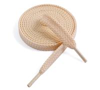 VSUDO 80 cm Double Layer Flat Cream Shoe Laces for Trainers, 9mm Wide Off White Shoelaces for Trainers, Beige Sneakers Laces for Women or Men (1 Pair-Beige-080cm)