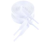 VSUDO Laces for Trainers - White Flat Laces 8mm Wide Compatible with Converse, Vans, Nike Air Force 1 (1 Pair - 080cm)