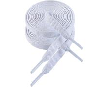 VSUDO White Shoe Laces for Trainers, Flat Shoelaces for Women or Men, 8mm Wide Trainers Laces Compatible with Converse High Top, Vans, Nike Air Force 1 (1Pair-Snow White-100cm)