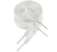 VSUDO White Shoe Laces for Trainers, White Trainer Laces for Women or Men, 8mm Wide Flat Shoe Laces Compatible with Converse High Top, Vans, Nike Air Force 1 (1Pair-White-090cm)