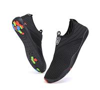 Vsufim Quick-Dry Water Sports Barefoot Shoes Aqua Socks for Swim Beach Pool Surf Yoga for Women Men, Black, 9 Women/8 Men