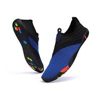 Vsufim Quick-Dry Water Sports Barefoot Shoes Aqua Socks for Swim Beach Pool Surf Yoga for Women Men, Black/Blue, 10 Women/9 Men