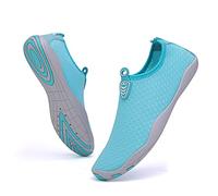Vsufim Quick-Dry Water Sports Barefoot Shoes Aqua Socks for Swim Beach Pool Surf Yoga for Women Men, Light Blue, 9.5 Women/8.5 Men