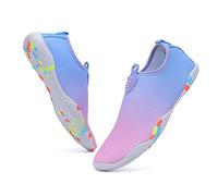 Vsufim Quick-Dry Water Sports Barefoot Shoes Aqua Socks for Swim Beach Pool Surf Yoga for Women Men, Blue/Blue/Purple, 7.5 Women/6.5 Men
