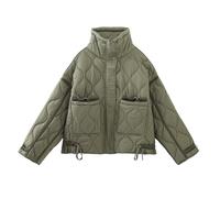 VSunUao Women Quilted Jacket Zip Up Oversized Warm Winter Coats Stand Collar Lightweight Puffer Jacket Padded Down Coat Outwear/UK Size/Teenage Girls Ladies Winter Clothes/Shipping 7 Days