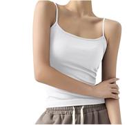 VSunUao Womens Summer Camisole Crop Top Spaghetti Strap Sleeveless Square Neck Tank Tops Basic Tee Shirts Teen Girls Y2K Tops/UK Size/Ladies Warm Coats/Winter White