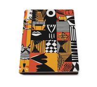 vsvdete Abstract Orange Face Grid A5 Leather Journal Binder Notebook, Lays Flat Refillable Writing Pad for Daily Planner