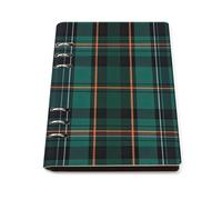 vsvdete Green Black Orange Plaid Pattern A5 Leather Journal Binder Notebook, Lays Flat Refillable Writing Pad for Daily Planner