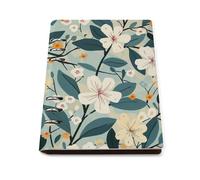 vsvdete Mellow Green White Floral A5 Leather Journal Binder Notebook, Lays Flat Refillable Writing Pad for Daily Planner