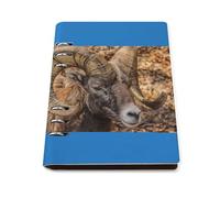 vsvdete Sturdy Gray Bighorn Sheep A5 Leather Journal Binder Notebook, Lays Flat Refillable Writing Pad for Daily Planner