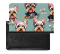 vsvdete Yorkie Floral Passport Holder Protector Case, Slim Sleeve for Document Organizer, Travel Accessories