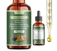 Vsylicn Goldenseal & Mullein Drops - Immune Support Supplement - Lung Cleanse Vegan Formula Natural Black Elderberry, Vitamin D3 & Mullein Leaf Extract - Natural Defense & Gut Health - 60 Vegan Liquid