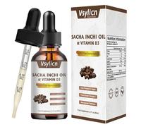 Vsylicn Sacha Inchi Oil with Vitamin D3 | High Strength Cold Pressed | Menopause Plant-Based Omega-3 | Fast Absorption | Nutritional Support for Joints | 60ml | No Additives & Vegan
