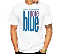 VSYNLOJN Men Cotton T-Shirt Blue Note Men& Finest Jazz White XL