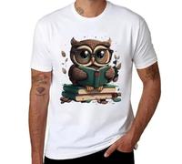VSYNLOJN Owlways Reading - Spread The Love of Learning! T-Shirt White L