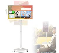 VsyPtyc 32 Inch FHD Smart Portable TV, Android 15, Rolling Tablet TV on Wheels, Built-in 38400mAh Battery, Full Swivel Rotation, 1080P Touch Screen, Voice Remote Control